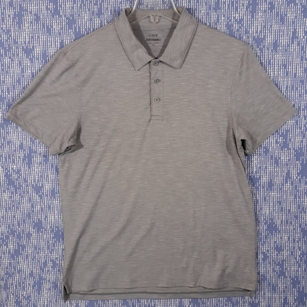 J.CREW‎ Performance Polo Shirt Mens Large Golf Gray Stretch Preppy